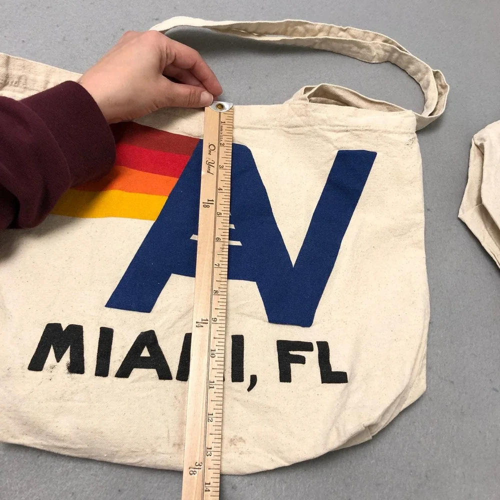 Aviator Nation Tote Bag Unisex OS Cream Miami La‎ Jolla Canvas Set of 2 Retro